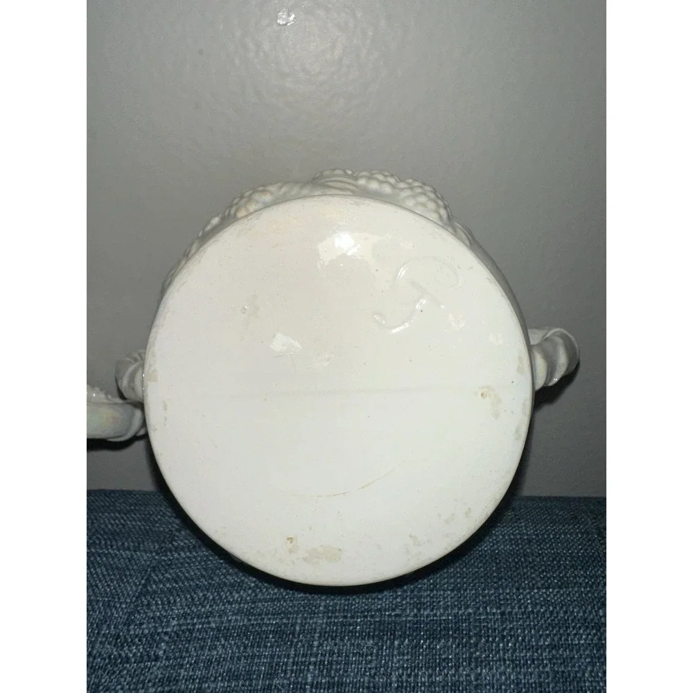 Vintage Blackberry Relief Creamer & Covered Sugar Bowl Parian Style White Lustre